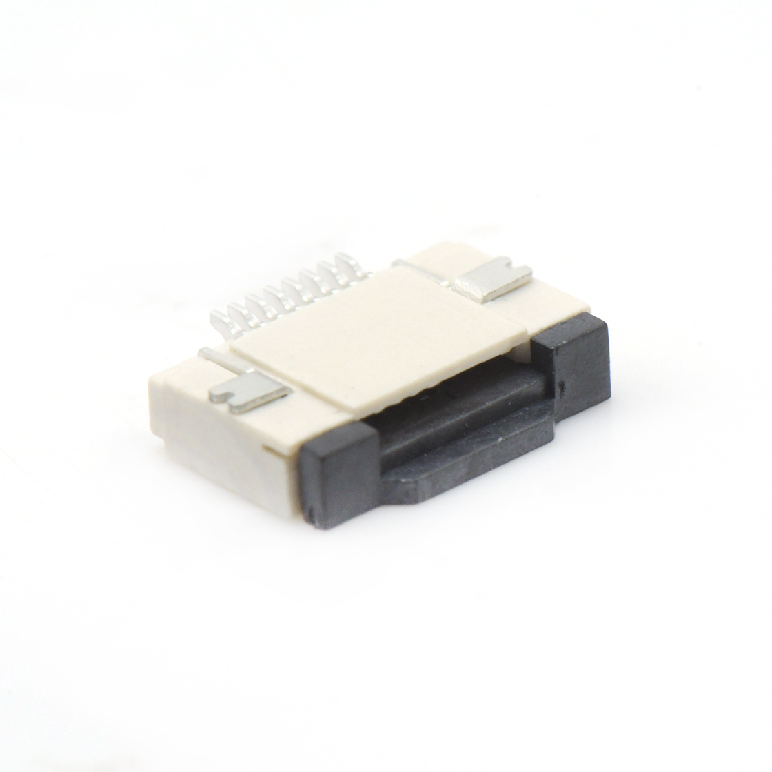 Pitch 0.50mm 90°H2.00mm 卧式下接前掀盖 SMT型FPC 8Pin 自然色